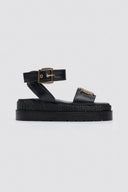 Σανδάλια flatforms δερμάτινα με μπαρέτα 2526/91 - Μαύρο - thefashionproject.gr - Mariella Fabiani