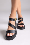 Σανδάλια flatforms δερμάτινα με μπαρέτα Estil