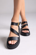 Σανδάλια flatforms δερμάτινα με μπαρέτα Estil