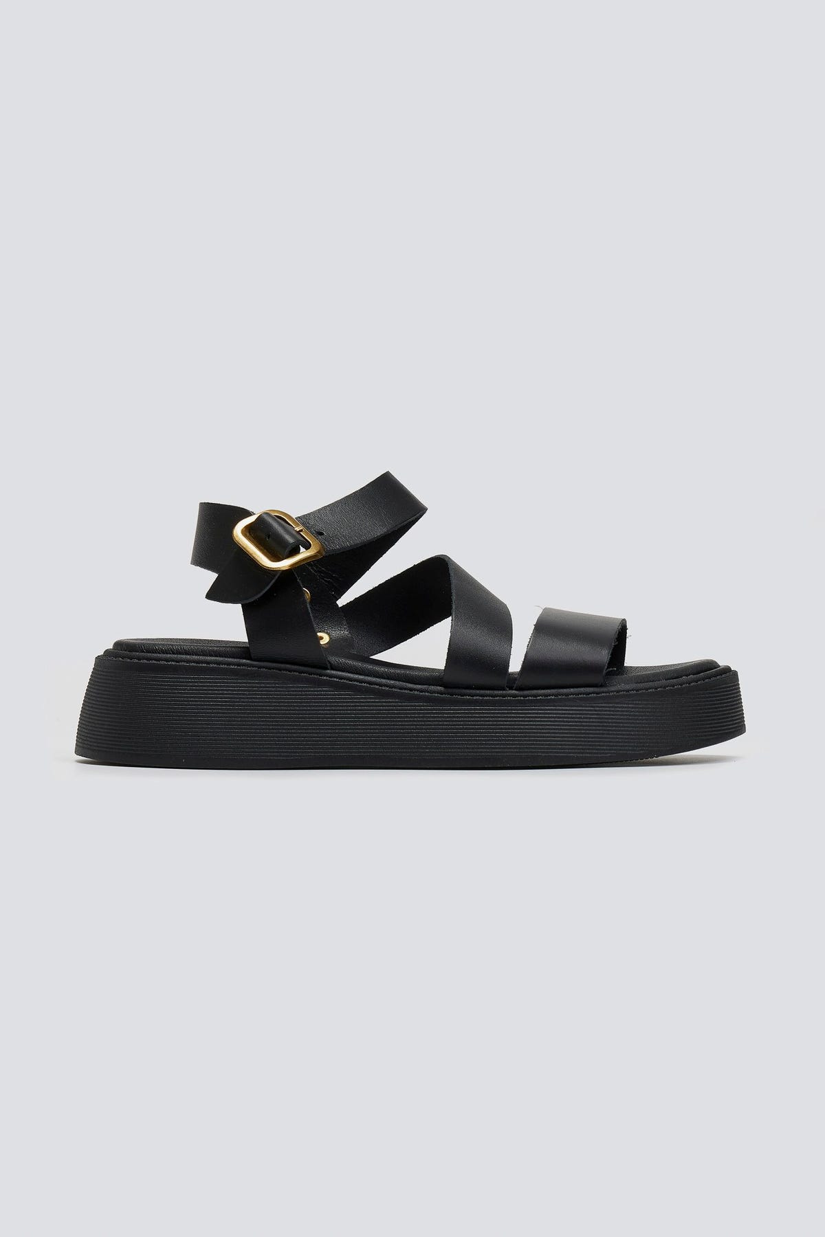 Σανδάλια flatforms δερμάτινα με μπαρέτα Estil
