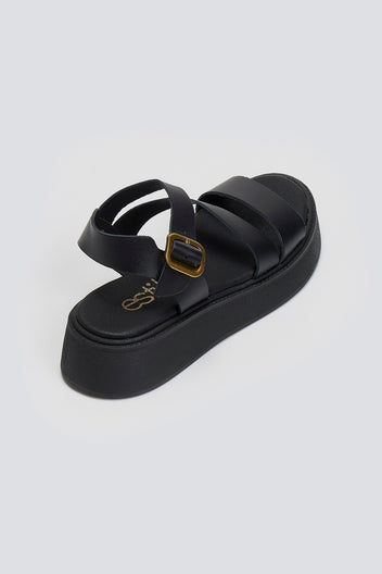 Σανδάλια flatforms δερμάτινα με μπαρέτα Estil