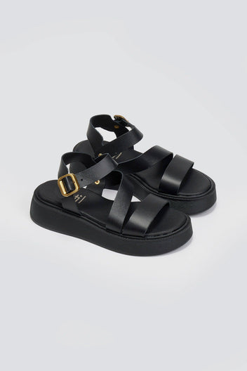 Σανδάλια flatforms δερμάτινα με μπαρέτα Estil