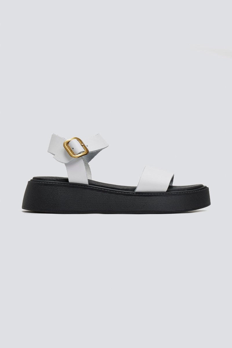 Σανδάλια flatforms δερμάτινα με μπαρέτα Estil - Λευκό - thefashionproject.gr - Estil