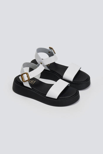 Σανδάλια flatforms δερμάτινα με μπαρέτα Estil - Λευκό - thefashionproject.gr - Estil