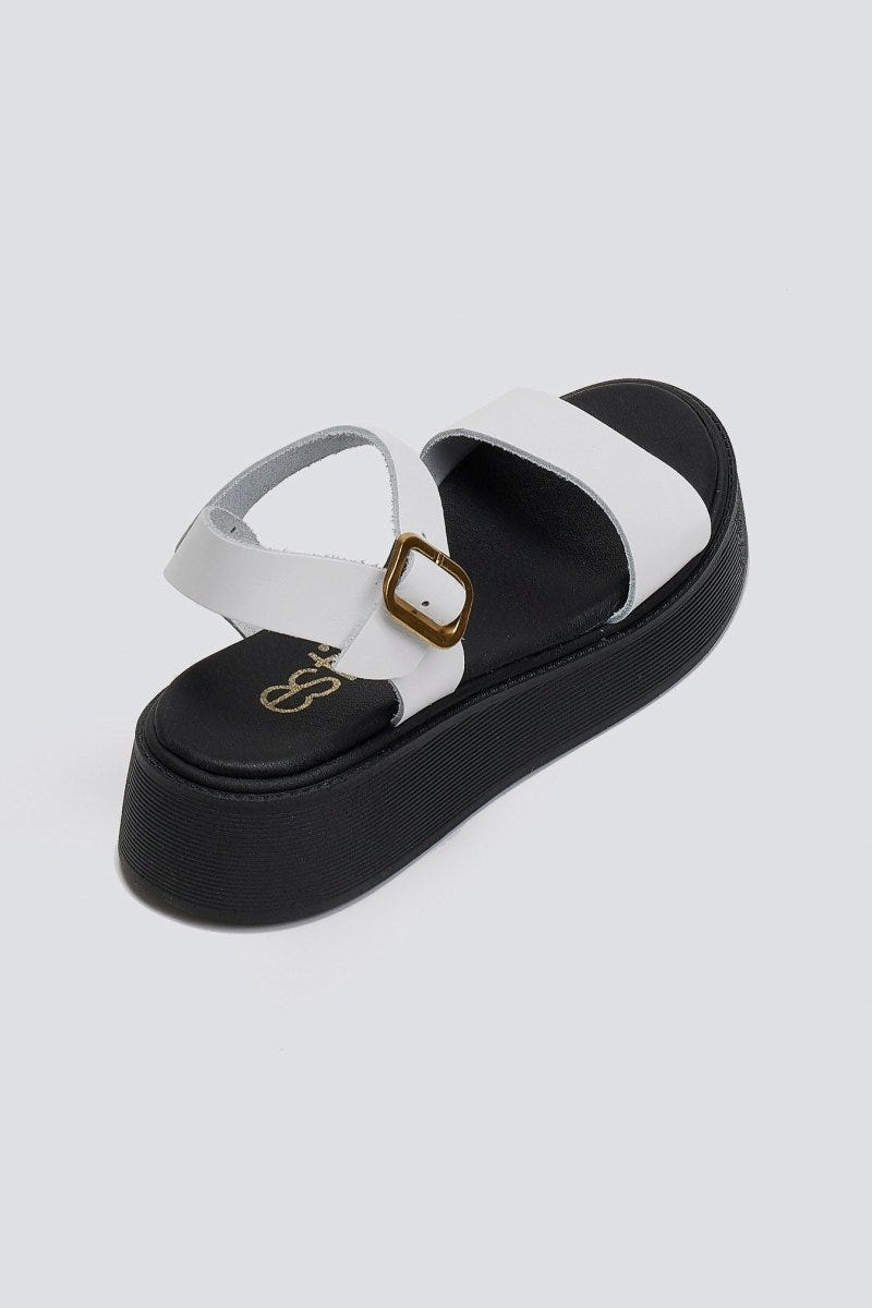 Σανδάλια flatforms δερμάτινα με μπαρέτα Estil - Λευκό - thefashionproject.gr - Estil