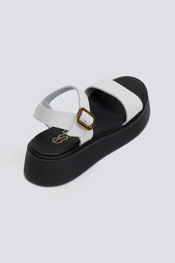 Σανδάλια flatforms δερμάτινα με μπαρέτα Estil - Λευκό - thefashionproject.gr - Estil