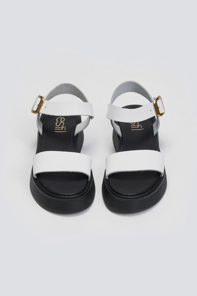 Σανδάλια flatforms δερμάτινα με μπαρέτα Estil - Λευκό - thefashionproject.gr - Estil