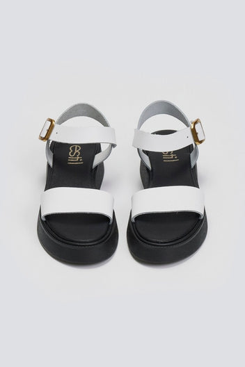 Σανδάλια flatforms δερμάτινα με μπαρέτα Estil - Λευκό - thefashionproject.gr - Estil