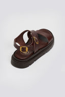 Σανδάλια flatforms δερμάτινα με μπαρέτα Tfp - Καφέ - thefashionproject.gr - TFP