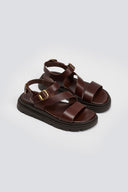 Σανδάλια flatforms δερμάτινα με μπαρέτα Tfp - Καφέ - thefashionproject.gr - TFP