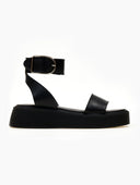 Σανδάλια flatforms δερμάτινα με μπαρέτα TFP - Μαύρο - thefashionproject.gr - TFP