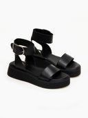 Σανδάλια flatforms δερμάτινα με μπαρέτα TFP - Μαύρο - thefashionproject.gr - TFP