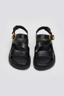 Σανδάλια flatforms δερμάτινα με μπαρέτα Tfp - Μαύρο - thefashionproject.gr - TFP
