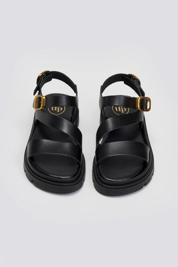 Σανδάλια flatforms δερμάτινα με μπαρέτα Tfp - Μαύρο - thefashionproject.gr - TFP