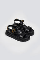 Σανδάλια flatforms δερμάτινα με μπαρέτα Tfp - Μαύρο - thefashionproject.gr - TFP