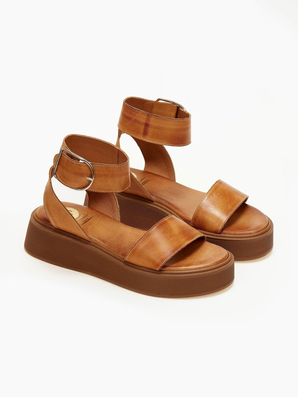 Σανδάλια flatforms δερμάτινα με μπαρέτα TFP - Ταμπά - thefashionproject.gr - TFP