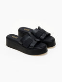 Σανδάλια flatforms δερμάτινα με περαστές φάσες Estil - Μαύρο - thefashionproject.gr - Estil