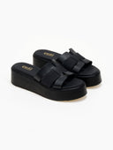 Σανδάλια flatforms δερμάτινα με περαστές φάσες Estil - Μαύρο - thefashionproject.gr - Estil