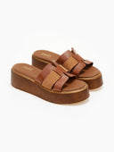 Σανδάλια flatforms δερμάτινα με περαστές φάσες Estil - Ταμπά - thefashionproject.gr - Estil