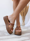 Σανδάλια flatforms δερμάτινα με περαστές φάσες Estil - Ταμπά - thefashionproject.gr - Estil
