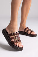 Σανδάλια flatforms δερμάτινα με περαστές φάσες Tfp