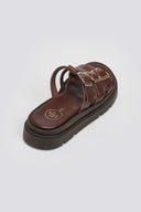 Σανδάλια flatforms δερμάτινα με περαστές φάσες Tfp