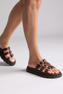 Σανδάλια flatforms δερμάτινα με περαστές φάσες Tfp