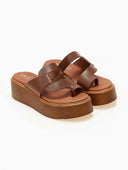 Σανδάλια flatforms δερμάτινα με περαστή φάσα Estil - Ταμπά - thefashionproject.gr - Estil
