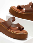 Σανδάλια flatforms δερμάτινα με περαστή φάσα Estil - Ταμπά - thefashionproject.gr - Estil