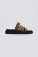 Σανδάλια flatforms δερμάτινα με περαστή φάσα Tfp - Τάουπε - thefashionproject.gr - TFP