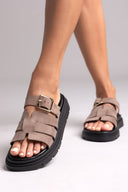 Σανδάλια flatforms δερμάτινα με περαστή φάσα Tfp - Τάουπε - thefashionproject.gr - TFP