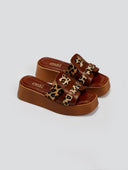 Σανδάλια flatforms δερμάτινα με ponyskin Estil - Ταμπά - thefashionproject.gr - Estil