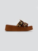 Σανδάλια flatforms δερμάτινα με ponyskin Estil - Ταμπά - thefashionproject.gr - Estil