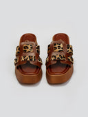 Σανδάλια flatforms δερμάτινα με ponyskin Estil - Ταμπά - thefashionproject.gr - Estil