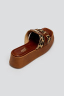Σανδάλια flatforms δερμάτινα με ponyskin Estil - Ταμπά - thefashionproject.gr - Estil