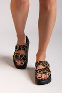 Σανδάλια flatforms δερμάτινα με ponyskin ZEFI FANTASY SANDALS - Leopard - thefashionproject.gr - FANTASY SANDALS