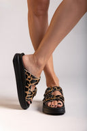 Σανδάλια flatforms δερμάτινα με ponyskin ZEFI FANTASY SANDALS - Leopard - thefashionproject.gr - FANTASY SANDALS