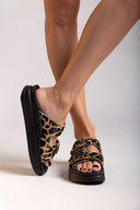 Σανδάλια flatforms δερμάτινα με ponyskin ZEFI FANTASY SANDALS - Leopard - thefashionproject.gr - FANTASY SANDALS