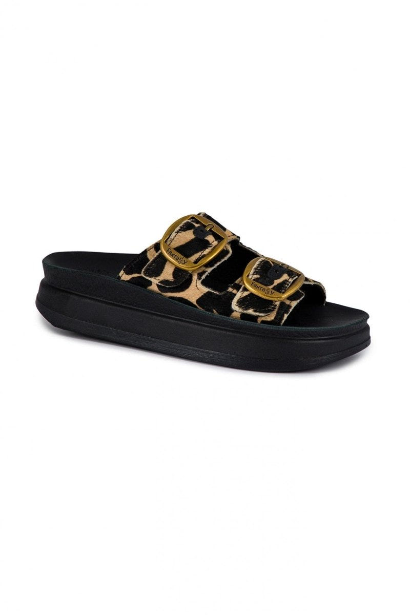 Σανδάλια flatforms δερμάτινα με ponyskin ZEFI FANTASY SANDALS - Leopard - thefashionproject.gr - FANTASY SANDALS