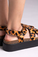 Σανδάλια flatforms δερμάτινα με print ATENEO - Leopard - thefashionproject.gr - ATENEO