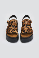 Σανδάλια flatforms δερμάτινα με print ATENEO - Leopard - thefashionproject.gr - ATENEO