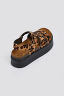 Σανδάλια flatforms δερμάτινα με print ATENEO - Leopard - thefashionproject.gr - ATENEO