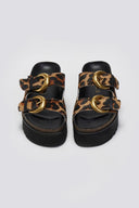 Σανδάλια flatforms δερμάτινα με print ATENEO - Leopard - thefashionproject.gr - ATENEO