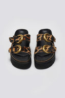 Σανδάλια flatforms δερμάτινα με print ATENEO - Leopard - thefashionproject.gr - ATENEO