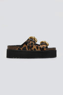 Σανδάλια flatforms δερμάτινα με print ATENEO - Leopard - thefashionproject.gr - ATENEO