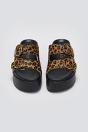 Σανδάλια flatforms δερμάτινα με print ATENEO - Leopard - thefashionproject.gr - ATENEO