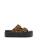 Σανδάλια flatforms δερμάτινα με print ATENEO - Leopard - thefashionproject.gr - ATENEO