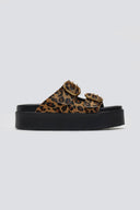 Σανδάλια flatforms δερμάτινα με print ATENEO - Leopard - thefashionproject.gr - ATENEO
