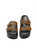 Σανδάλια flatforms δερμάτινα με print ATENEO - Leopard - thefashionproject.gr - ATENEO