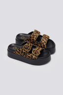 Σανδάλια flatforms δερμάτινα με print ATENEO - Leopard - thefashionproject.gr - ATENEO